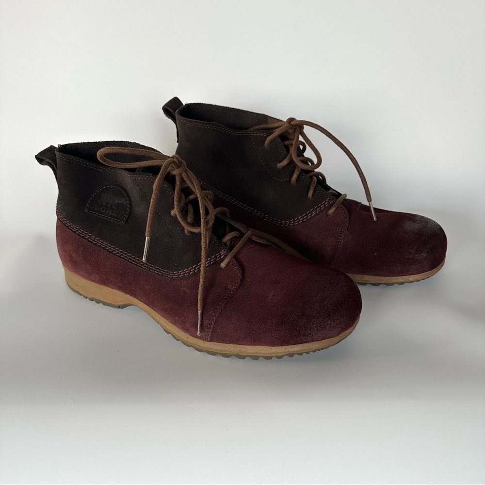 Sorel Greely Men 13 Boots Brown Burgundy Chukka Ankle Suede Lace Up - Picture 11 of 11